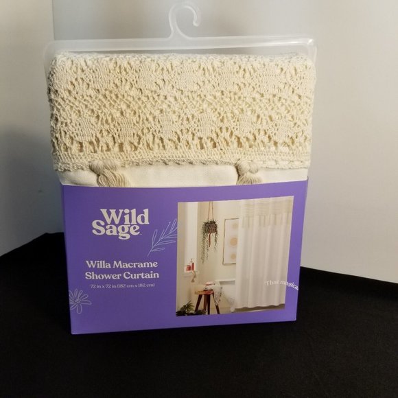 Wild Sage Bath New Wild Sage 72 X 72 Willa Macrame Shower Curtain In Coconut Milk Poshmark